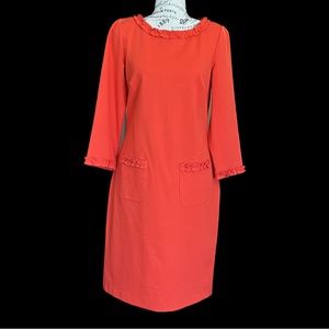 Boden red dress, two pockets.